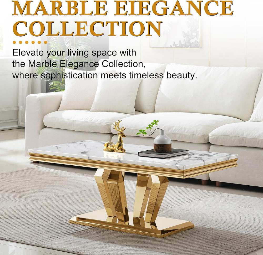 Modern Marble Coffee Table Set of 3, Luxury Marble Living Room Diamond-Shape ...