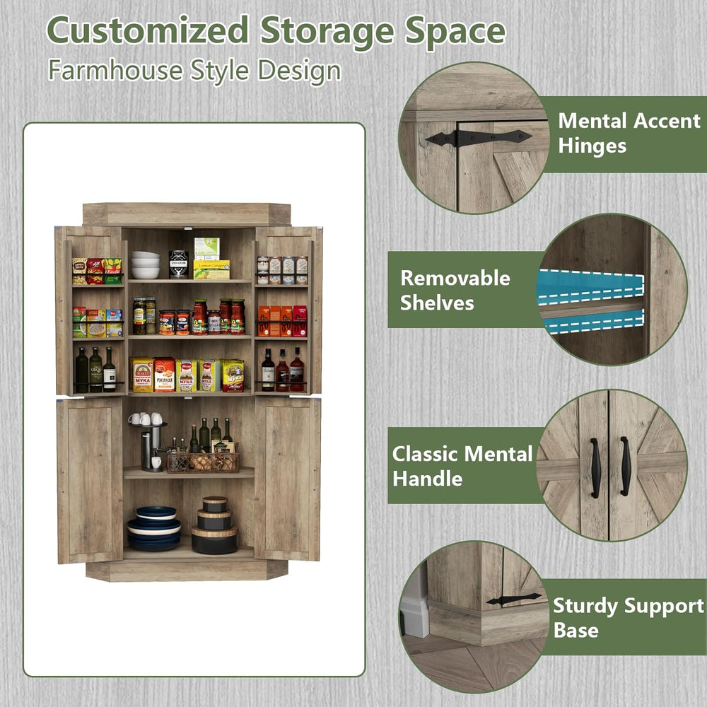 Gyfimoie Corner Cabinet,Kitchen Pantry Storage Cabinet,Freestanding Buffet Hu...