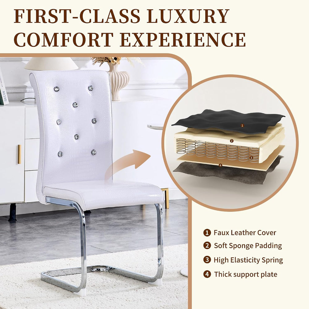 gopop Dining Chairs Set of 4|Modern Kitchen Chair Set|Faux Leather Cushion|Hi...
