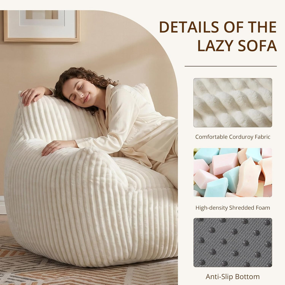 Giant Bean Bag Chair for Adults, Large Bean Bag with Ottoman | Cloud Comfy Be...