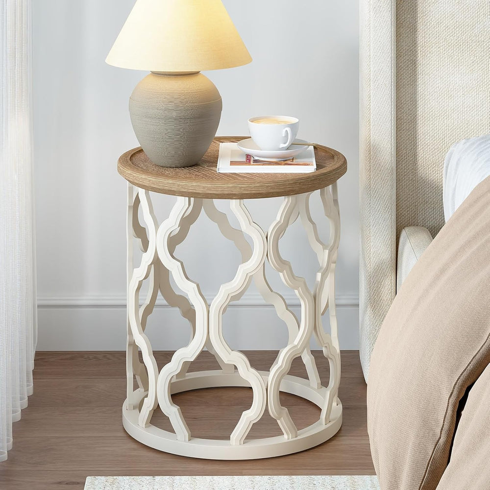 karlott Farmhouse End Table, 18.5'' French Country Round Side Table, ...