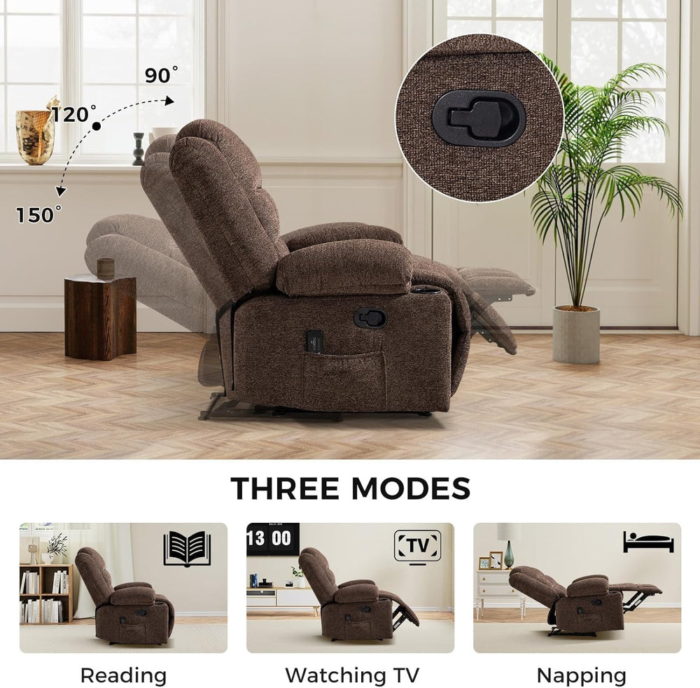 HAOMARKETS Manual Recliners with Massage and Heat for Adults, Classic Breatha...