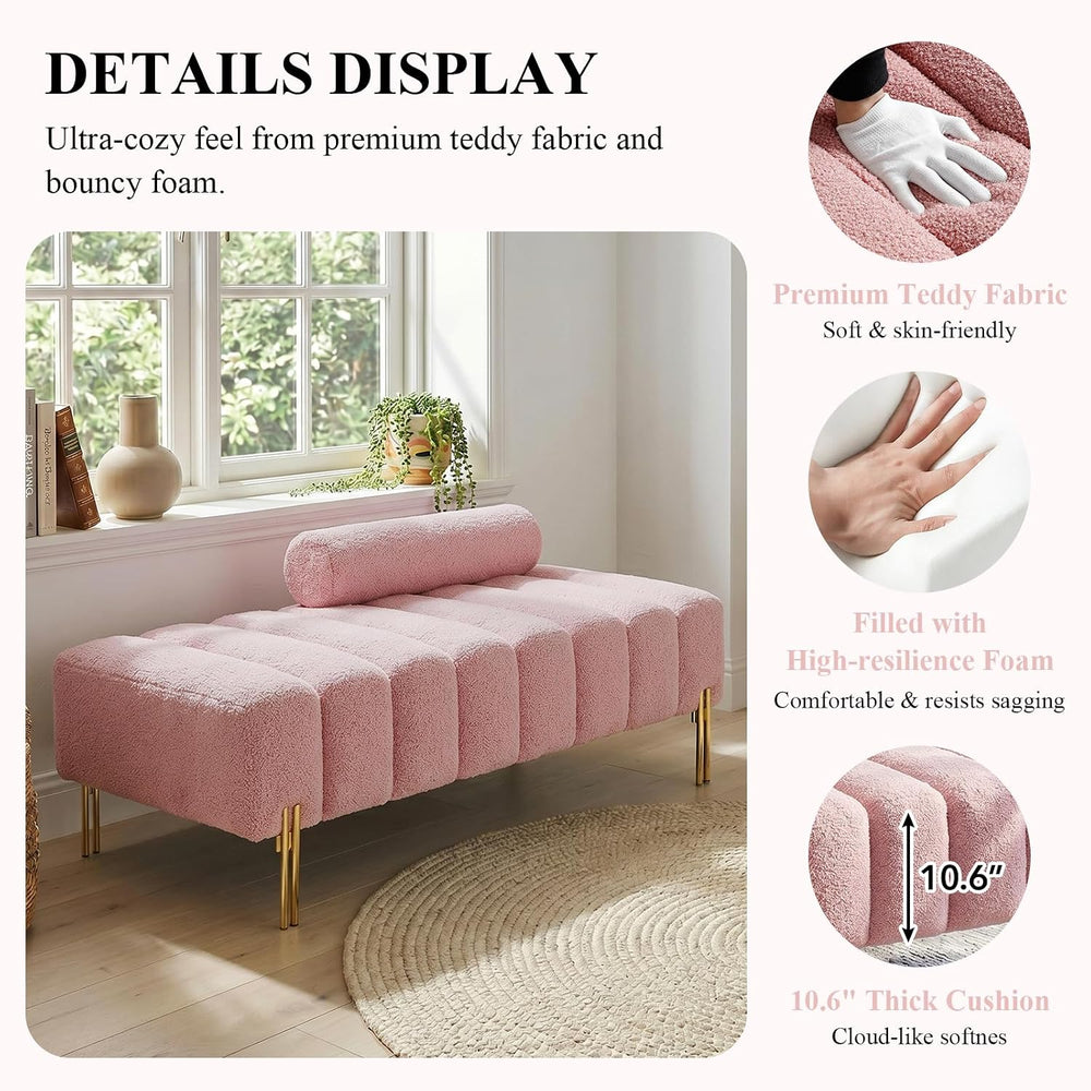 Ottoman Bench, Loveseat Sofa Couch with Adjustable Backrest | 53.2" Acce...