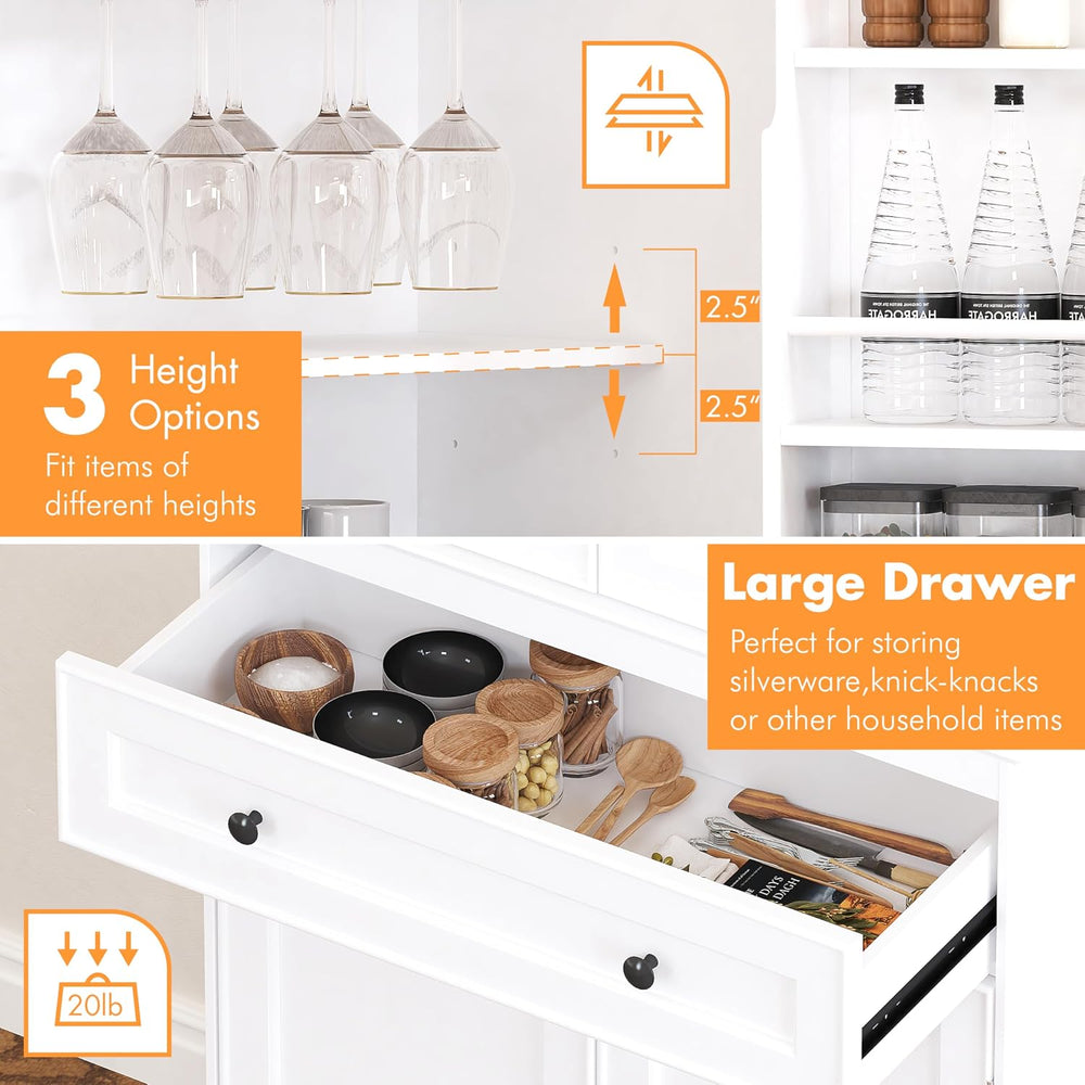 Spirich 71'' Tall Kitchen Pantry Cabinet, Wood Food Pantry Cabinet wi...