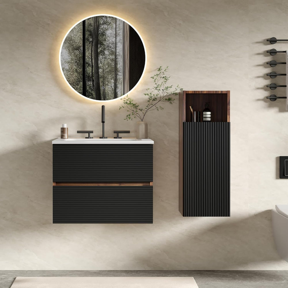 12" Floating Bathroom Storage Cabinet, Modern Wall Cabinets with Soft-Cl...