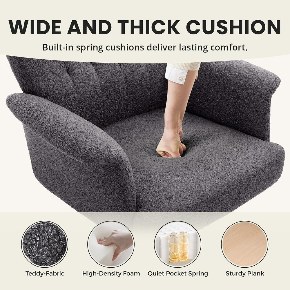 IWMH Comfy Home Office Desk Chair, Upholstered Fabric Cozy Vanity Chair