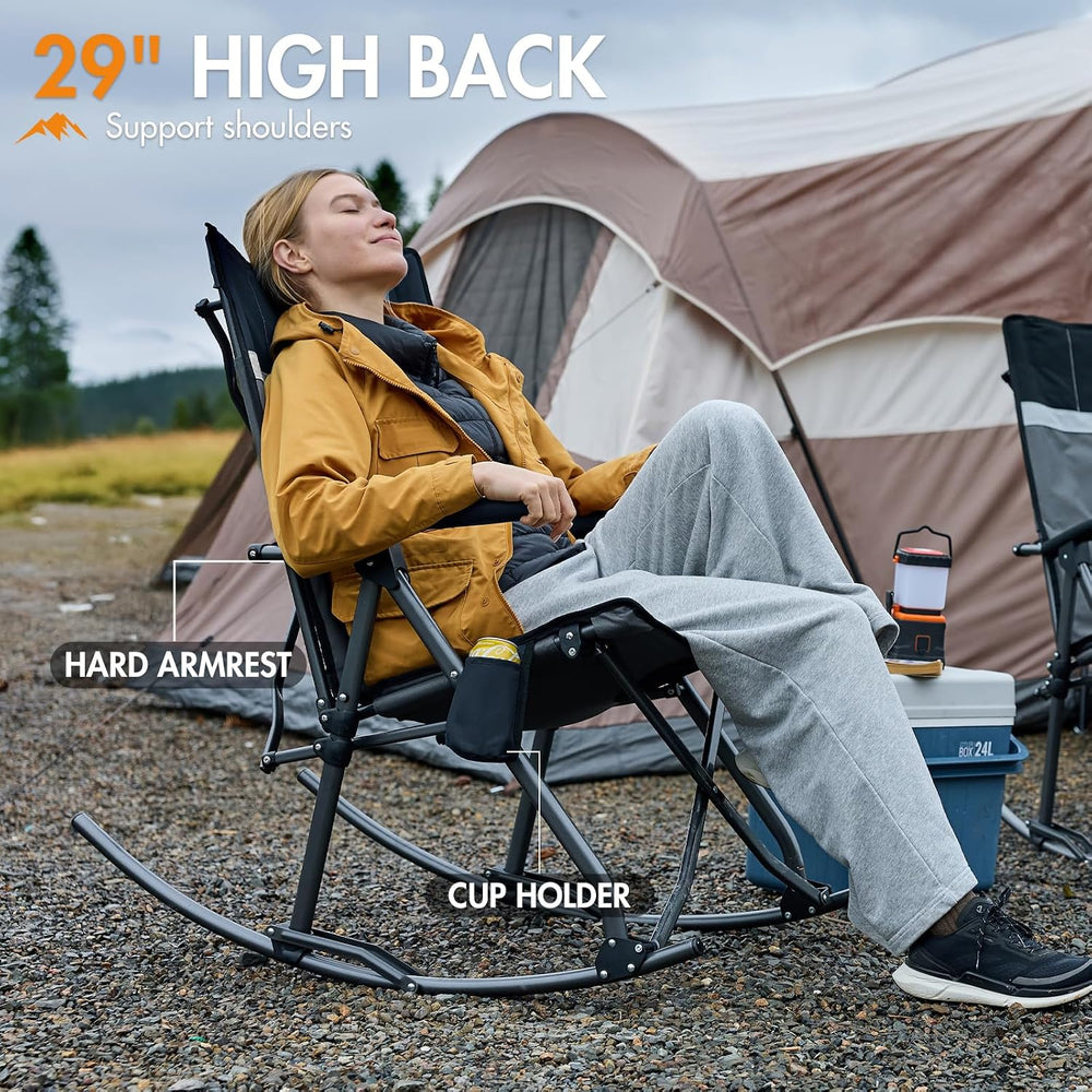 Portal Oversized Folding Rocking Camping Chair for Adults, Portable & Fol...