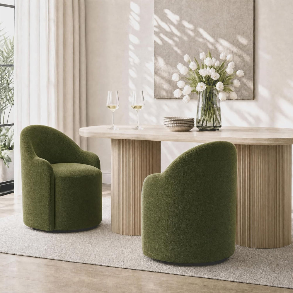 KISLOT Upholstered Dining Chairs Set of 4 with Caster, Pre-Assembled, Green |...