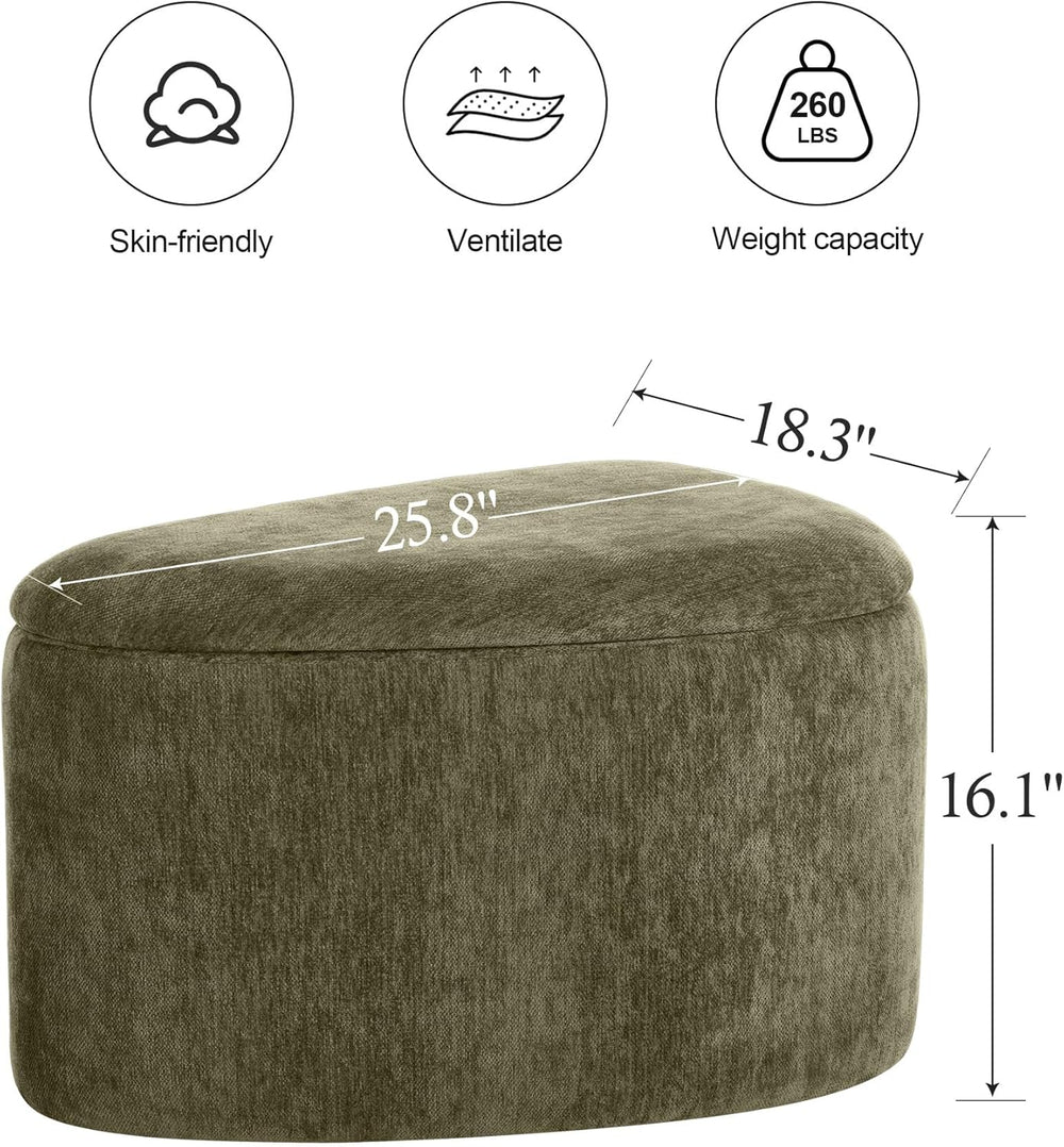 ONEVOG Storage Ottoman with Removable Lid, Modern Multifunctional Chenille Up...