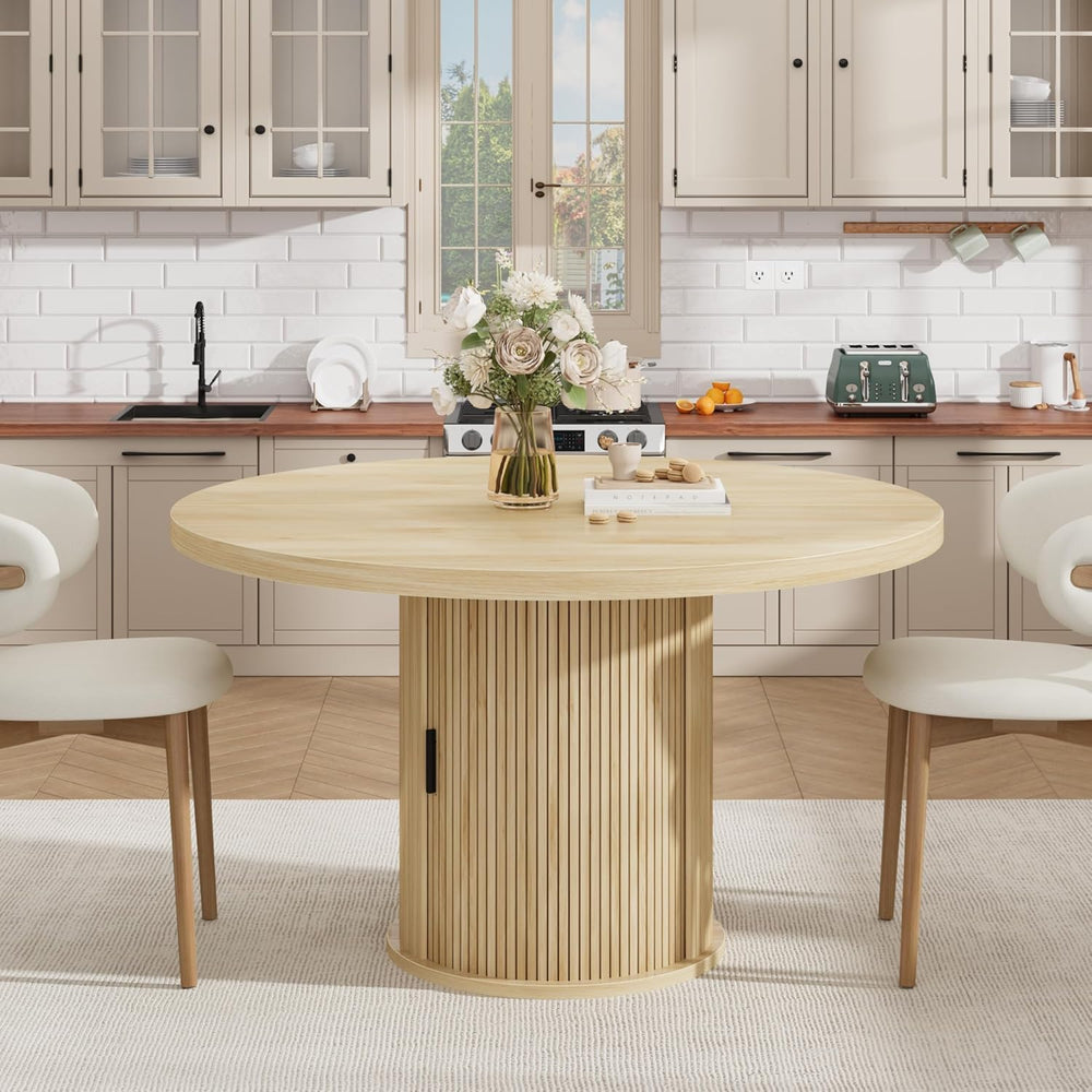 IDEALHOUSE 47" Round Dining Table for 4-6, Modern Farmhouse Kitchen Tabl...