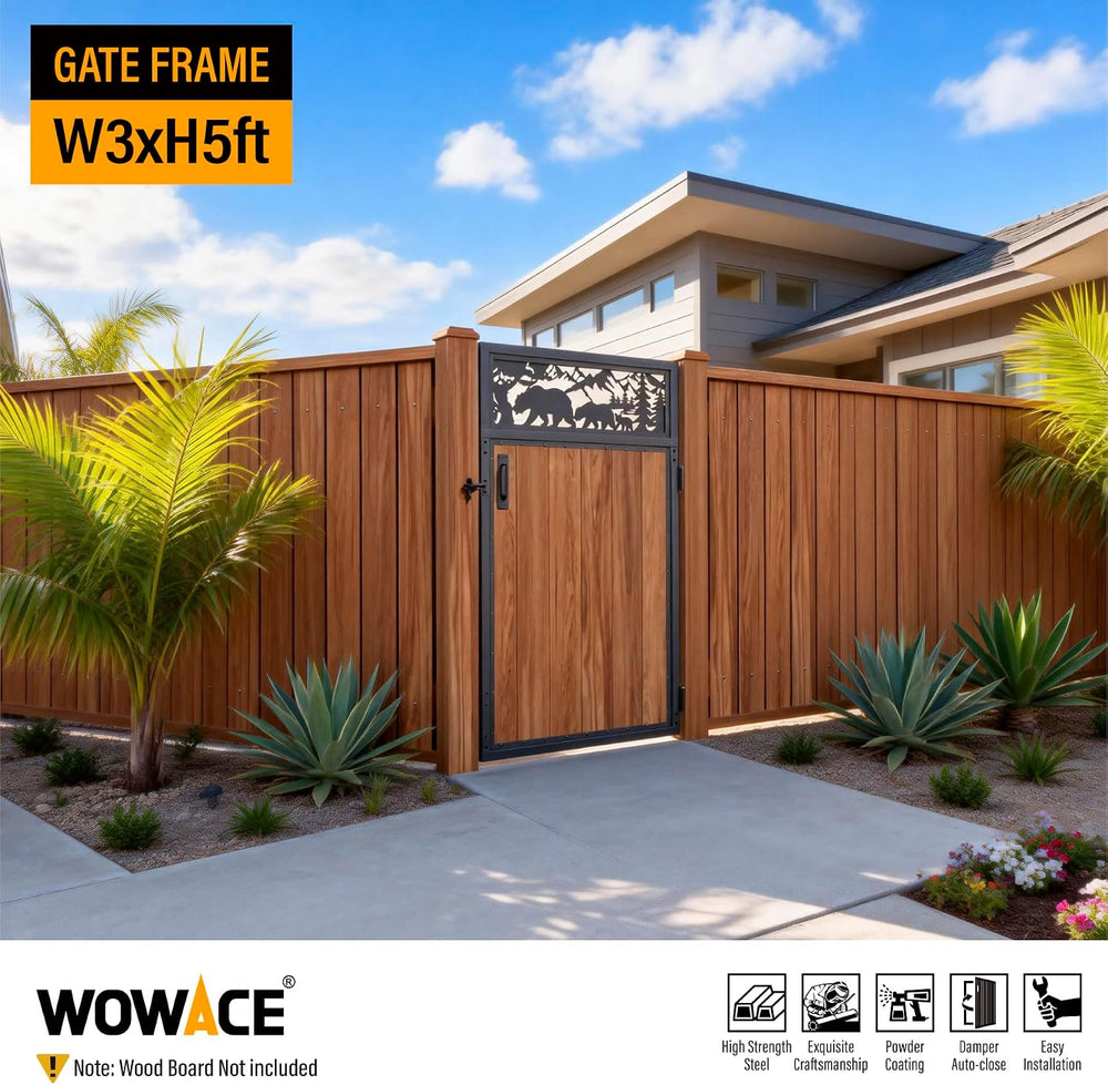 3x5FT Fence Gate Frame Kit 201 Stainless Steel Heavy Duty Garden Gates Anti-S...