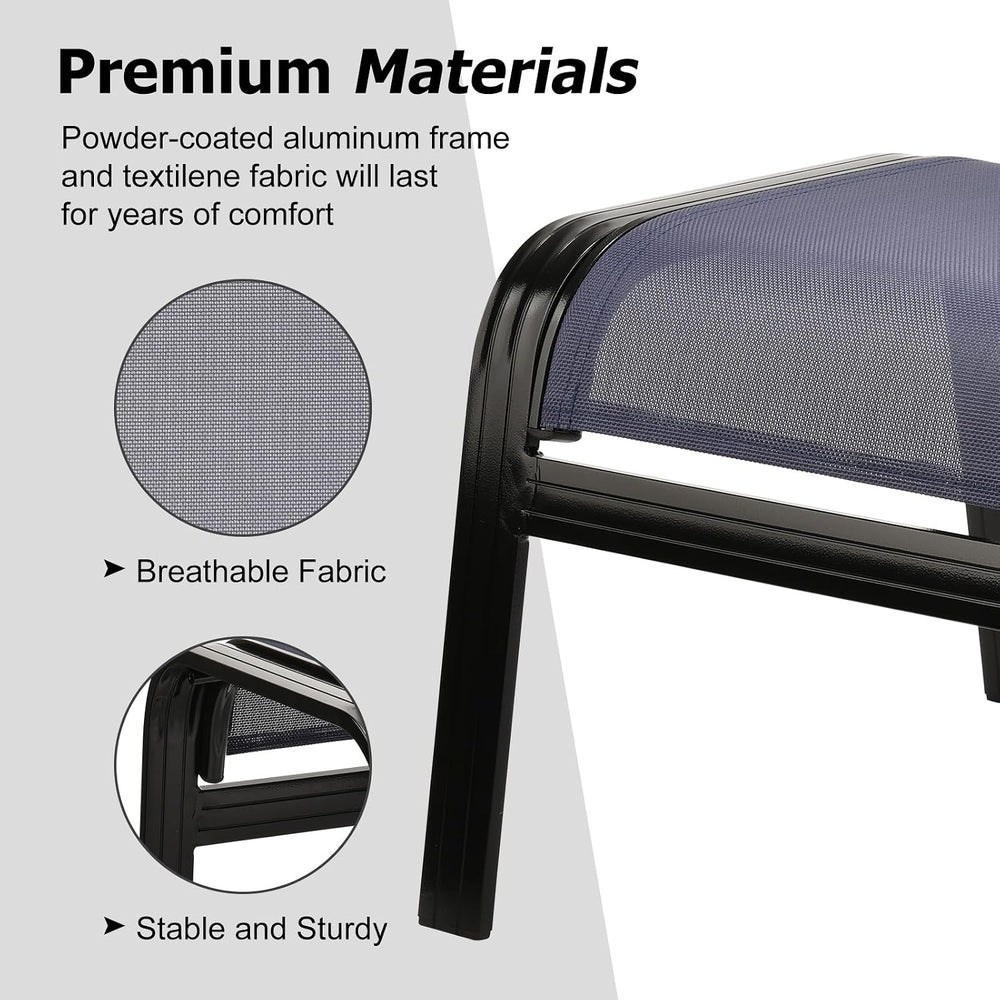 Deiguifei Outdoor Footstools Patio Ottoman All Weather Aluminum Indoor Outdoo...