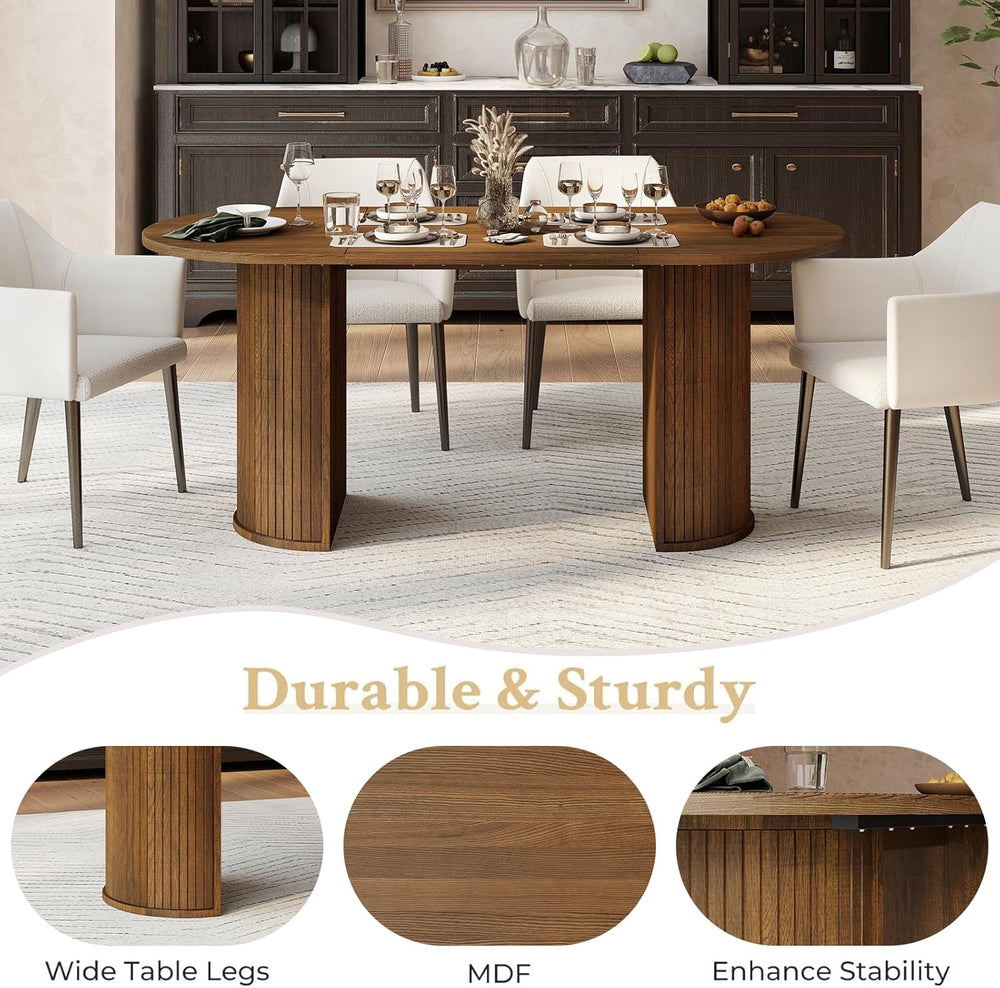 Oval Rectangular Dining Table for 4-8 People,70.87" Long Kitchen Table w...