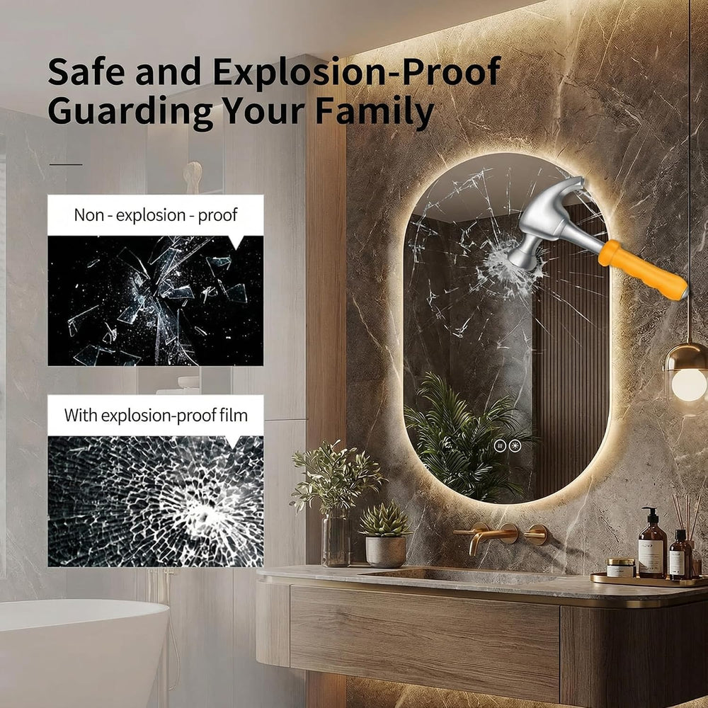 LAIYA 48X24in Oval LED Bathroom Mirror, Frameless Backlit Anti-Fog Dimmable