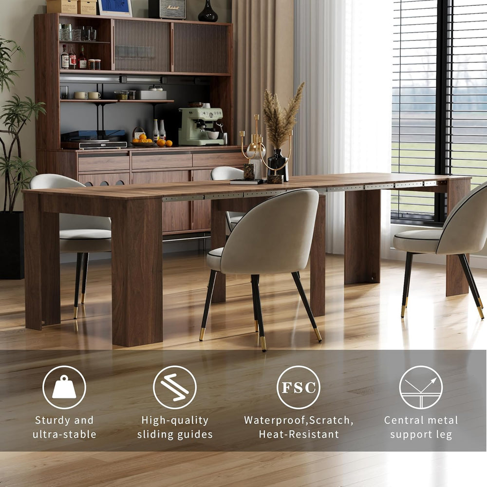 Extendable Dining Table, Transformer Extra Console Table for 1-12 People, Fol...