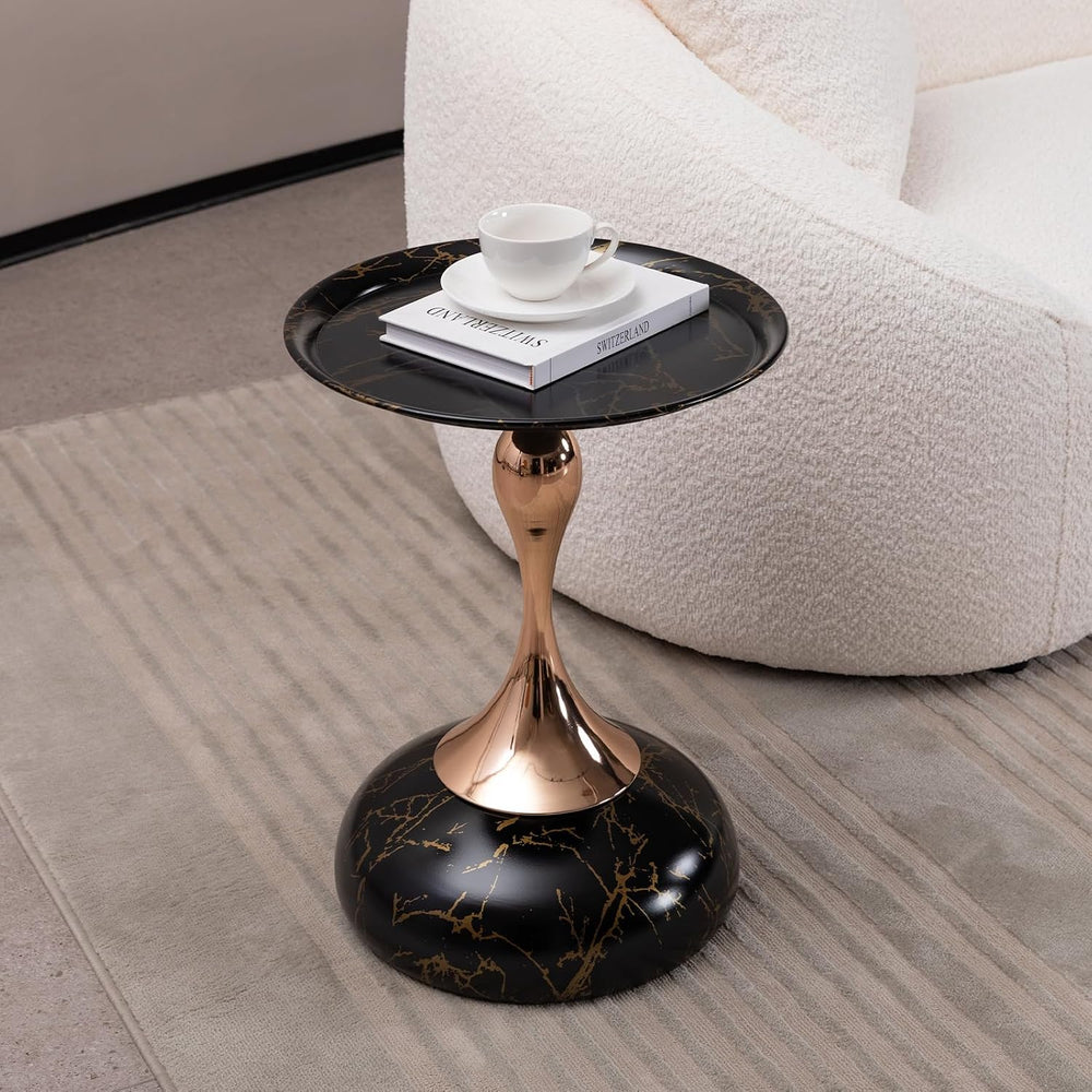 Metal Side Table, Modern Round Side End Table Metal Pedestal Side Table Coffe...