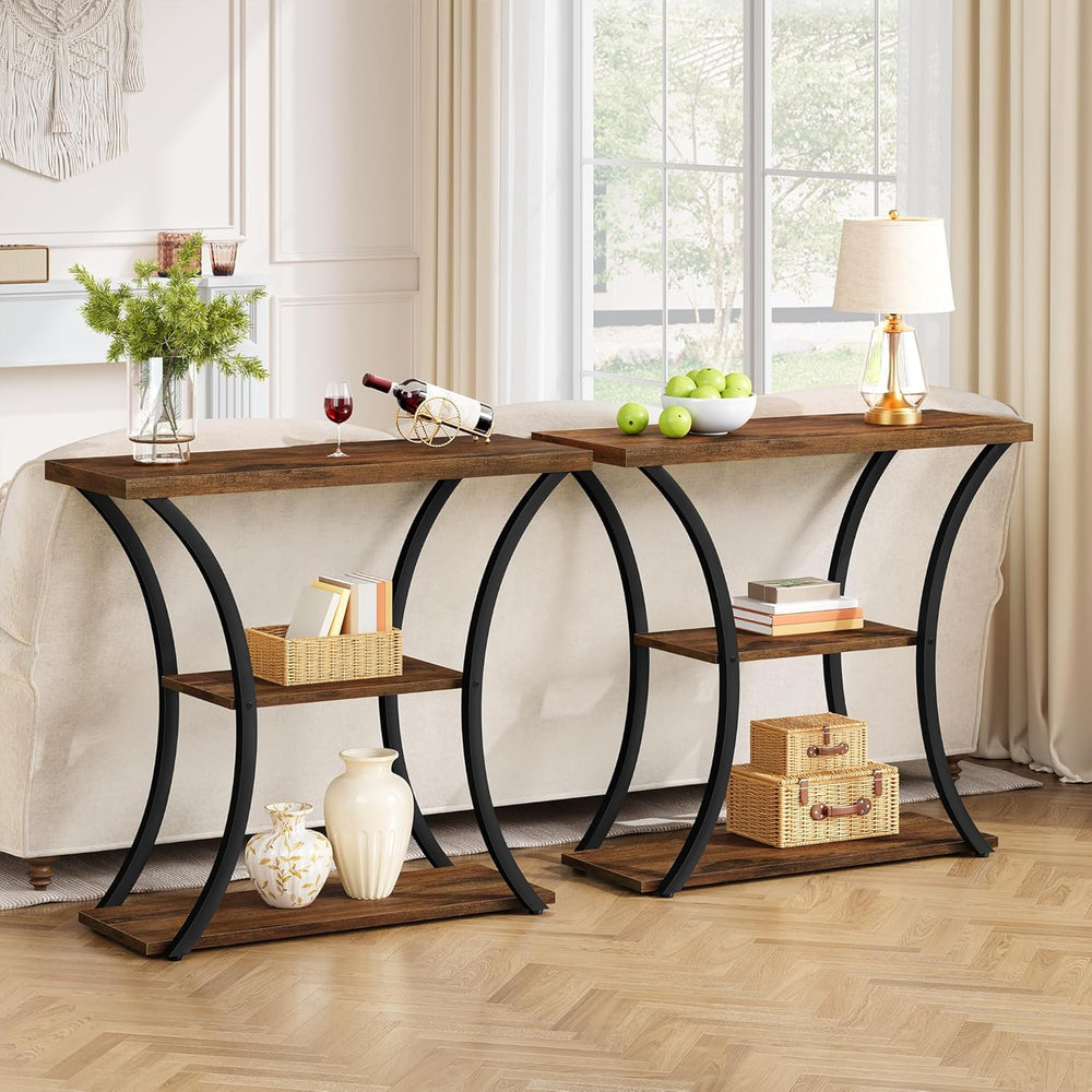 Hoctieon 3 Tier Console Table with Open Wood Shelves, Decorative Entryway Tab...