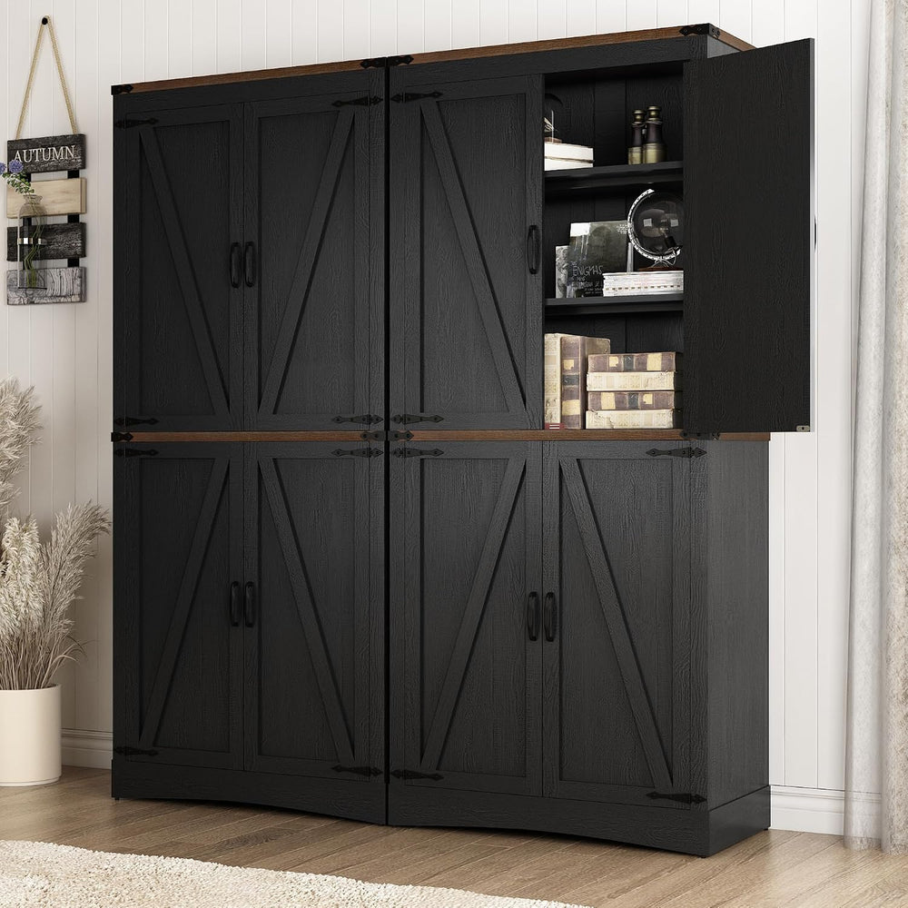 Hlivelood 71" Tall Kitchen Pantry,Farmhouse Storage Cabinet with Adjusta...