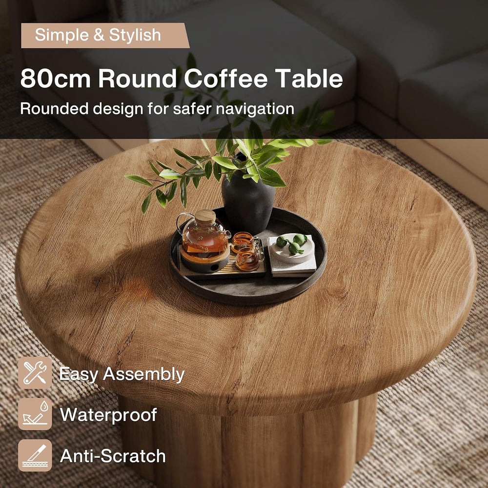 Tribesigns 31.5" Round Coffee Table for Living Room, Farmhouse Circle Ce...