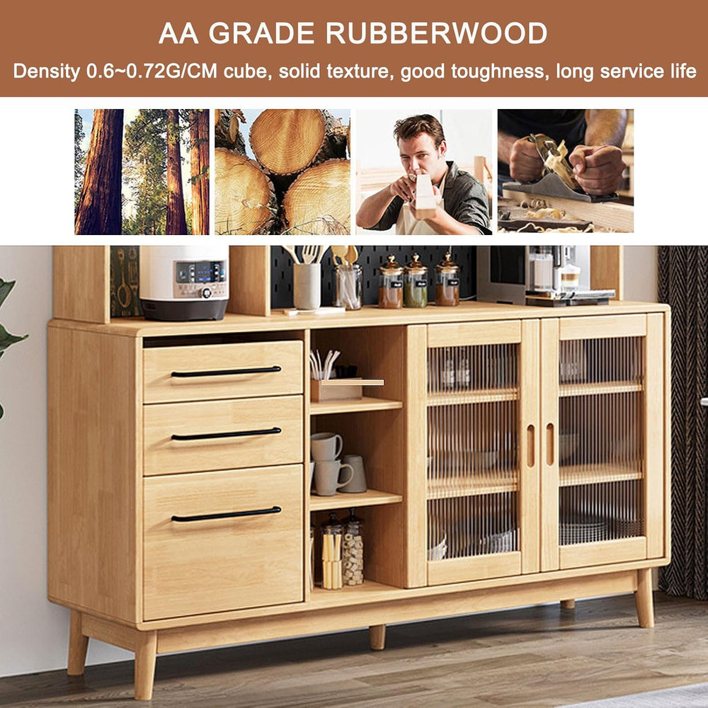 Pantry Storage Cabinet with Microwave Stand, Sliding Charging Station, Drawer...