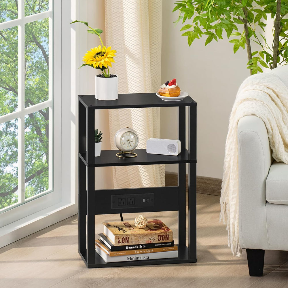 YUFAM 3-Tier Narrow Bedside Table Set 2 for Small Spaces, Skinny Nightstand |...