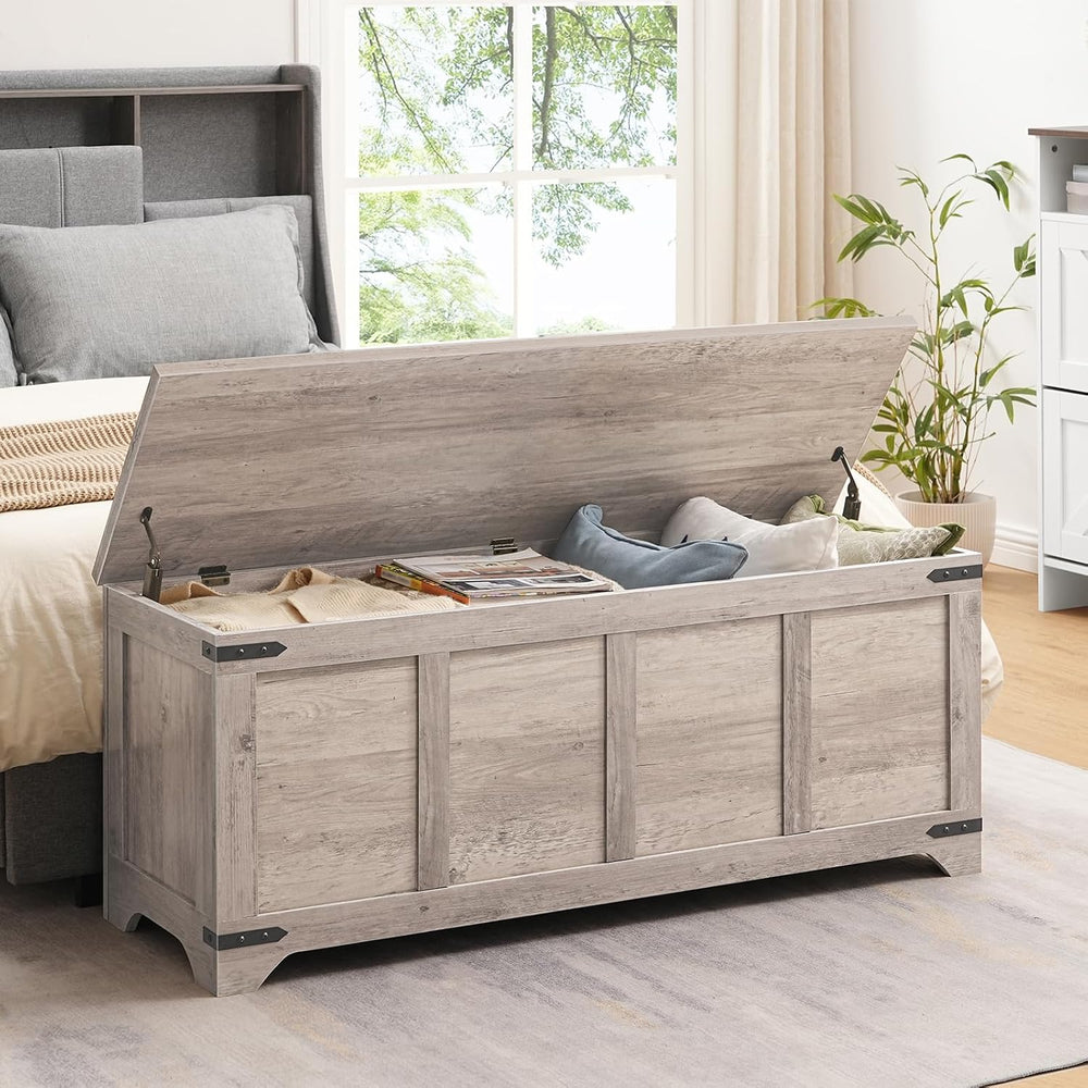 MAHANCRIS 47.2" Storage Chest Extra Large, Wooden Storage Bench with 2 S...
