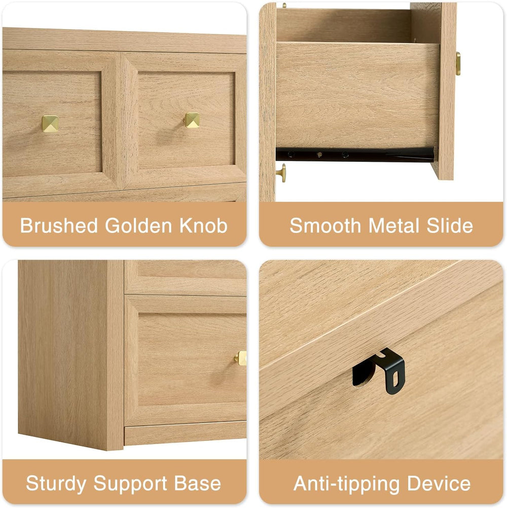 3-Piece Bedroom Set, 6 Drawer Dresser and 3 Drawer King Size Nightstands Set ...