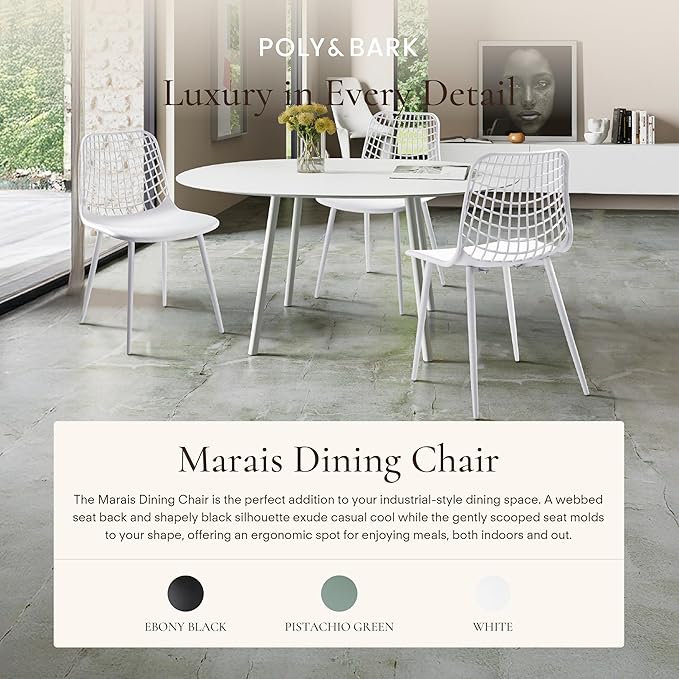 Poly & BARK Marais Modern Dining Chairs Set of 4 – Mid Century Modern Pla...