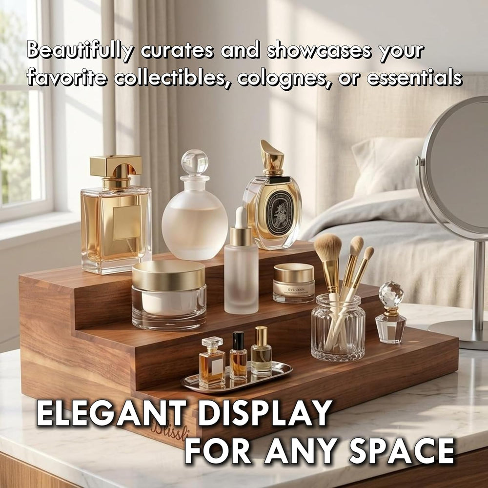 Premium Real Acacia Wood 3-Tier Liquor Bottle Display Shelf | No Assembly, Wa...