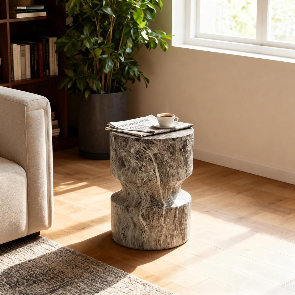 Modern End Table Cylindrical Side Table for Living Room,Farmhouse Nightstand ...