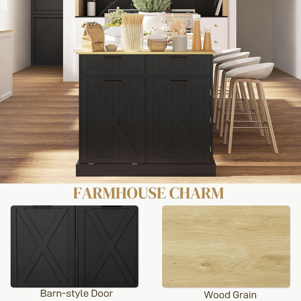 Hidden Trash Can Cabinet with Spice Rack