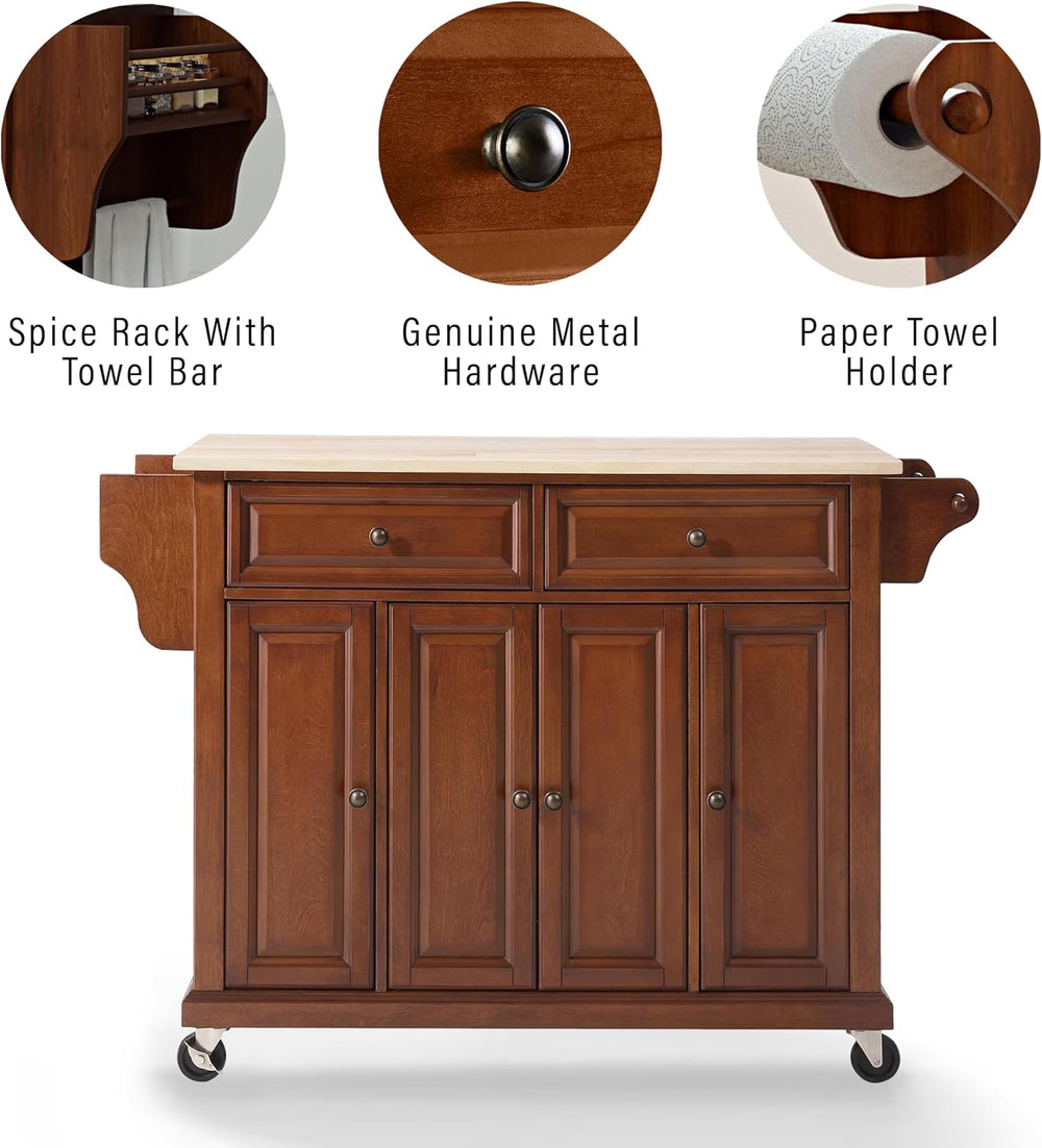 Crosley Furniture Full Size Rolling Kitchen Island, Wood Top