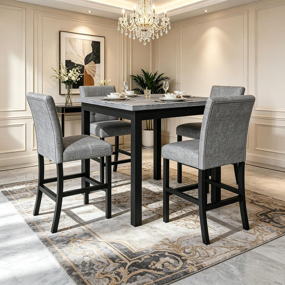 RuiSiSi 5-Piece Counter Height Dining Table Set for 4, Square Dining Table wi...