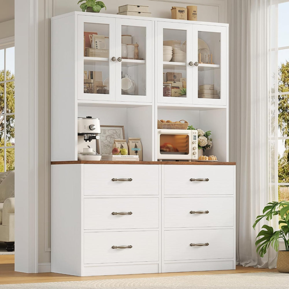 Keyluv 71“ Tall Kitchen Pantry Storage Cabinet with Microwave Stand, Buffet K...