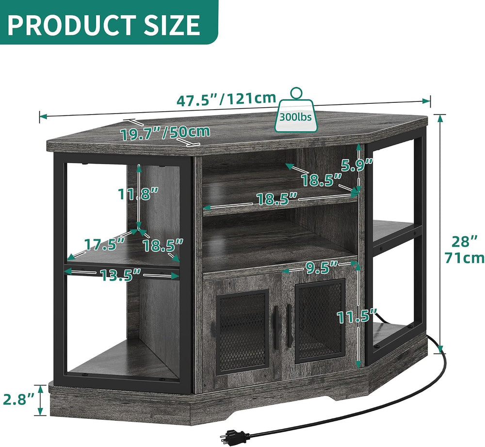 YITAHOME Farmhouse TV Stand with Power Outlet, Corner TV Stand for 50 Inch TV...