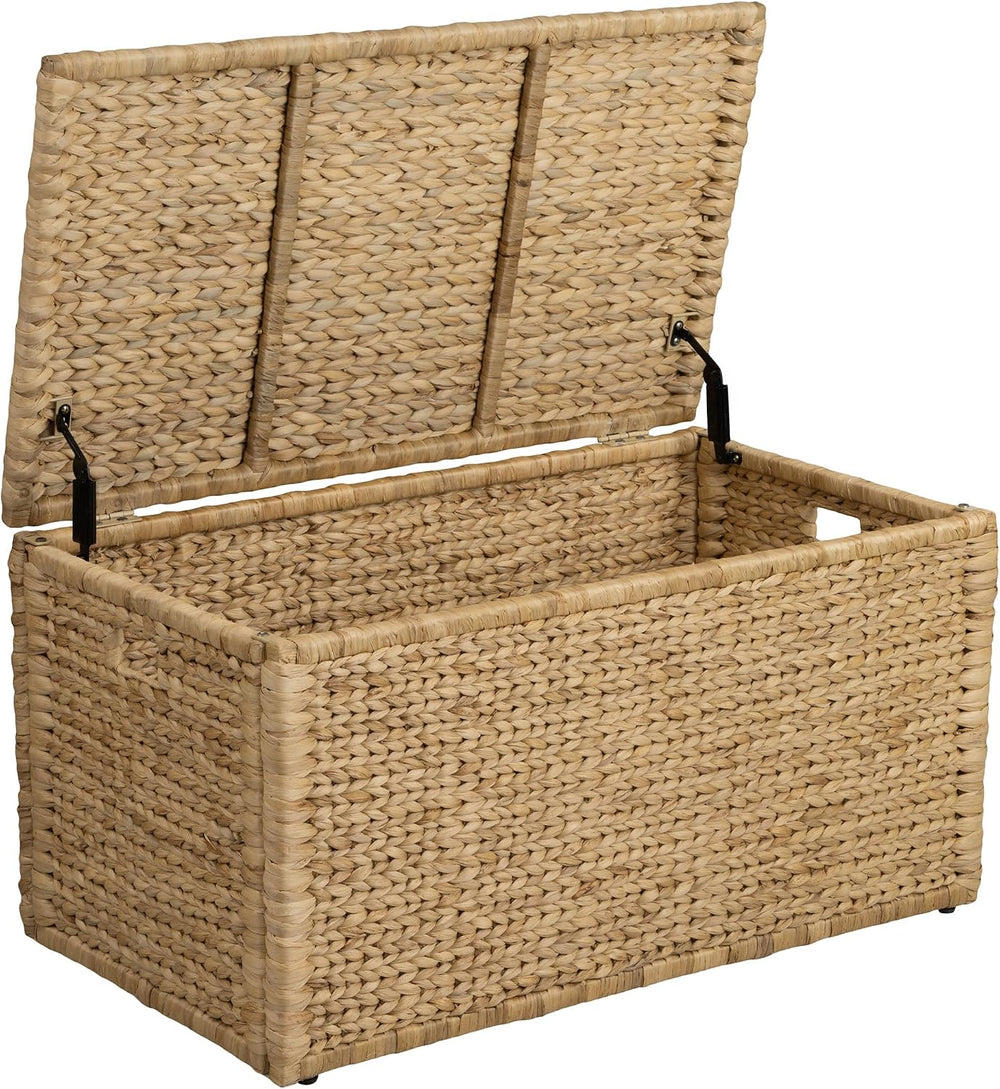 eHemco Water Hyacinth Blanket Storage Trunk, Natural, 36 x 20 x 18.5 | Metal ...