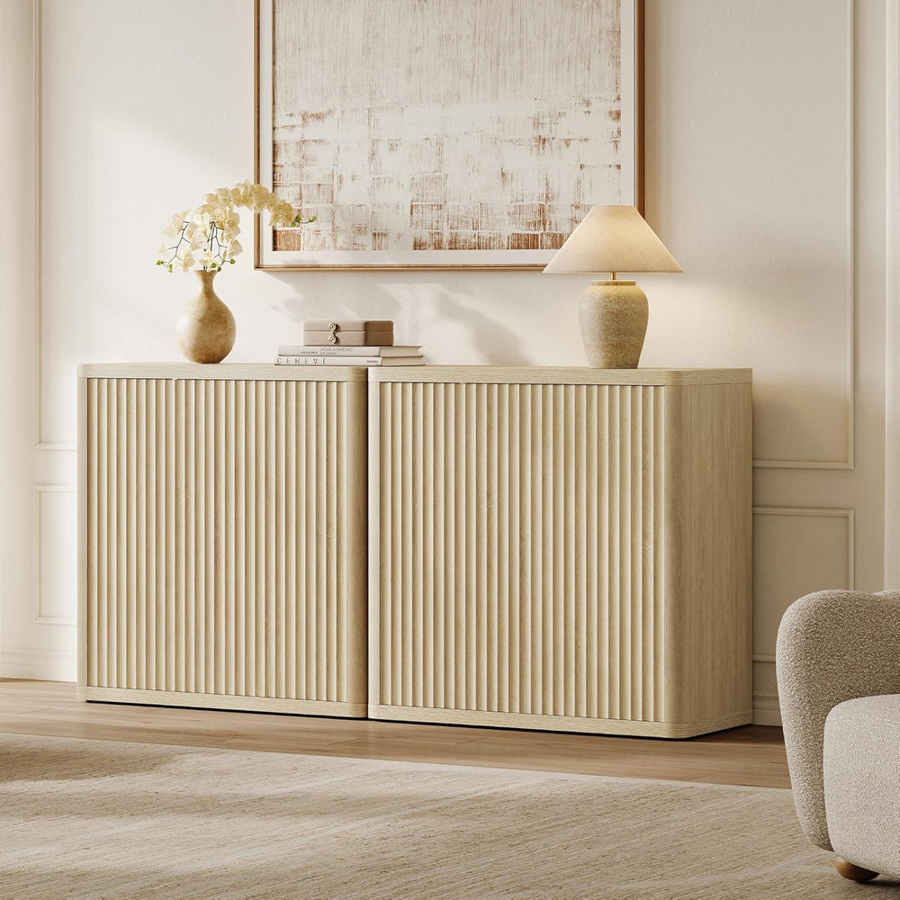 SICOTAS Buffet Cabinet with Storage Sideboard Accent Modern Credenza with Doo...