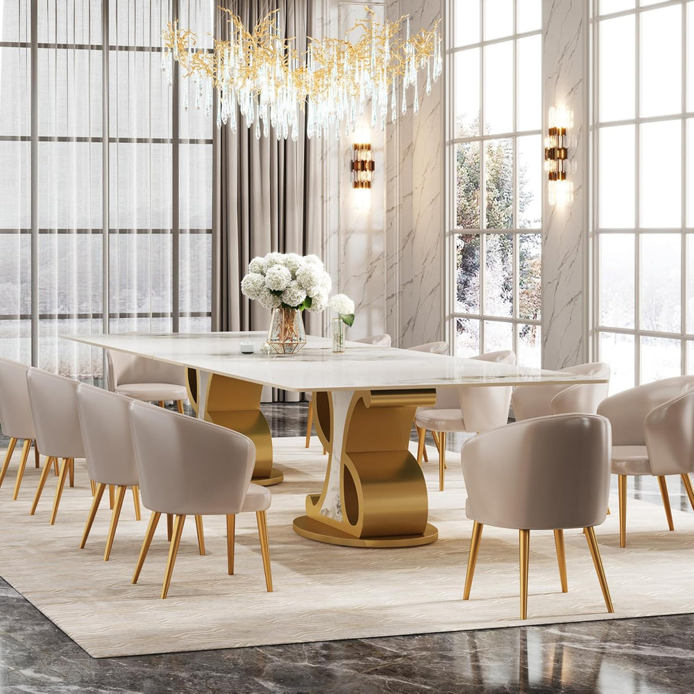 Tribesigns 78.74" Sintered Stone Dining Table for 8-10, Modern Luxury Wh...