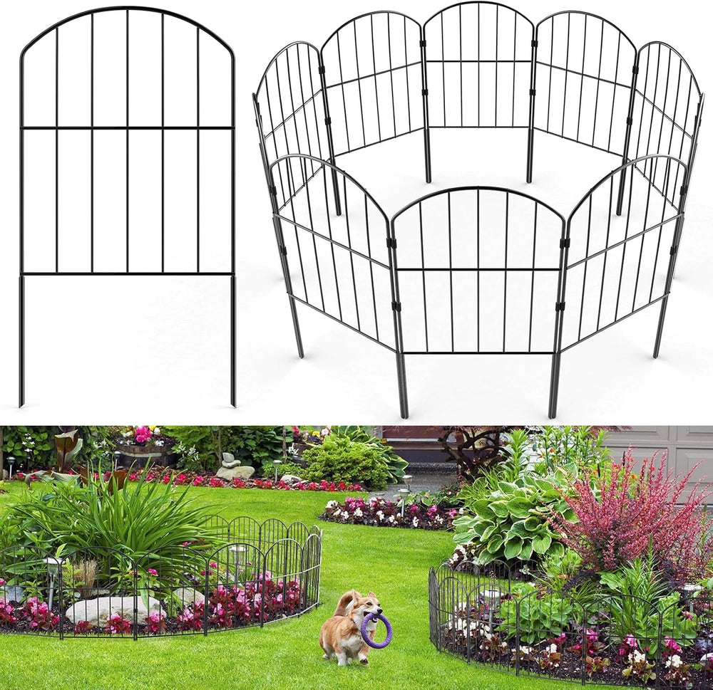 VANCASTLE Decorative Garden Fence 25 Panels, Total 26ft (L) x 24in (H) Rustpr...