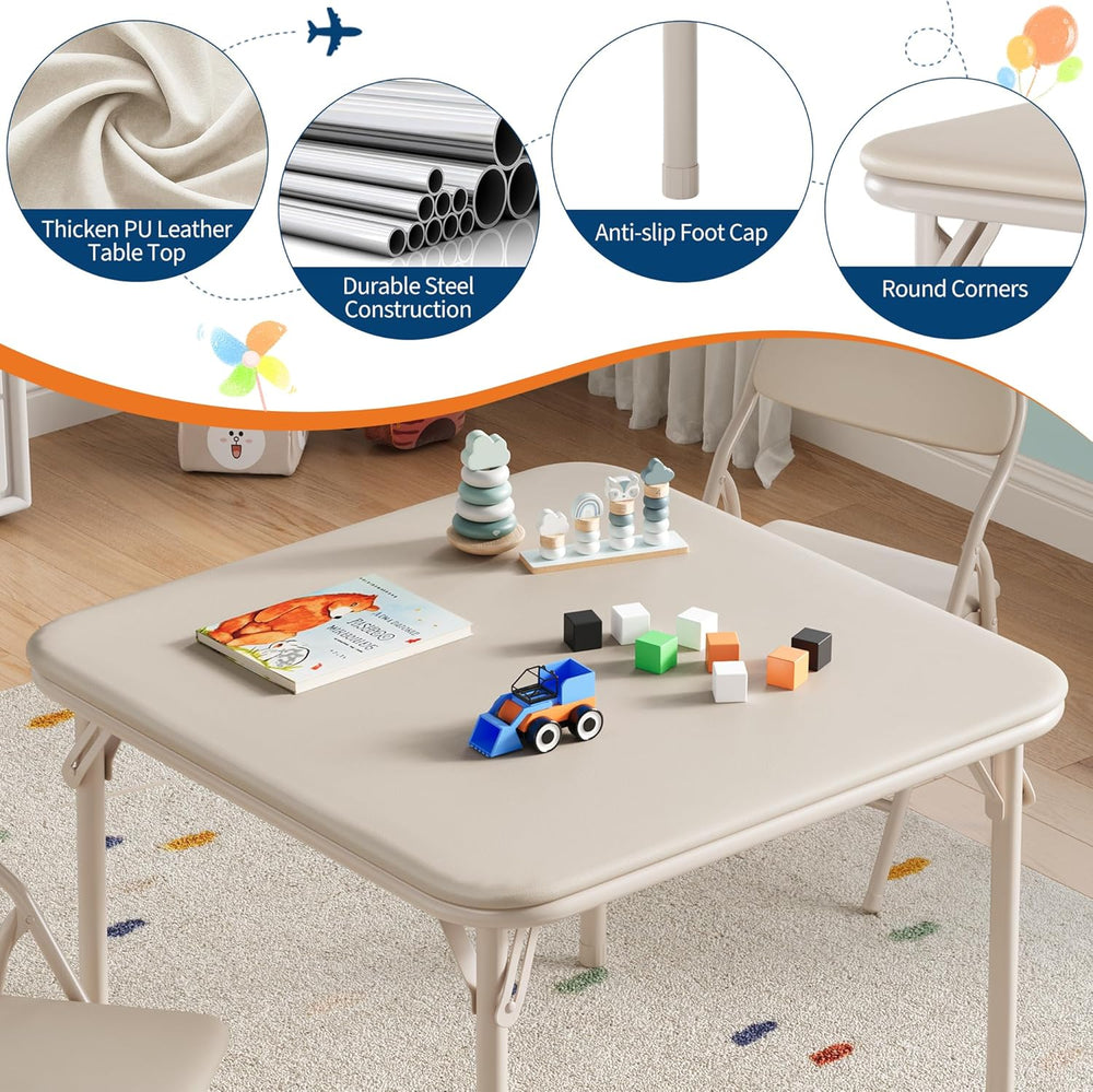 IDEALHOUSE 5 Piece Boys Girls Folding Table and Chairs Set, Activity Table an...