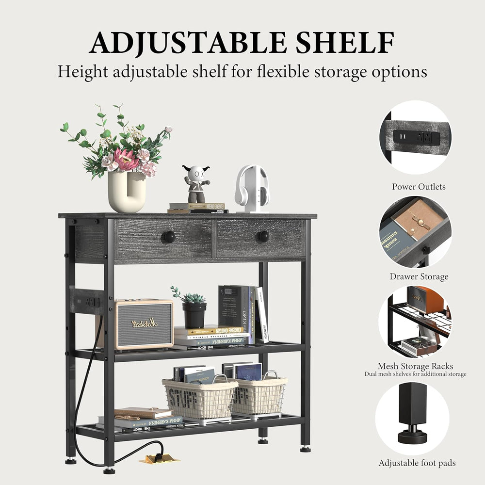 32" Narrow Console/Entryway Table with Storage & 2 Drawers & Out...