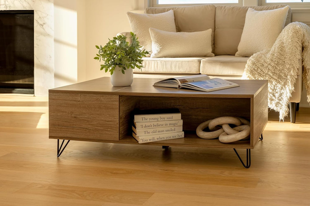 Milliard Modern Farmhouse Coffee Table with Storage Grey