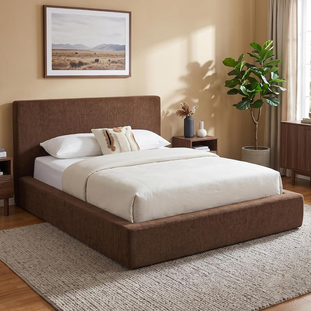 Queen Bed Frame w/ Classic Headboard, Cloud Upholstered Platform Bed Frame