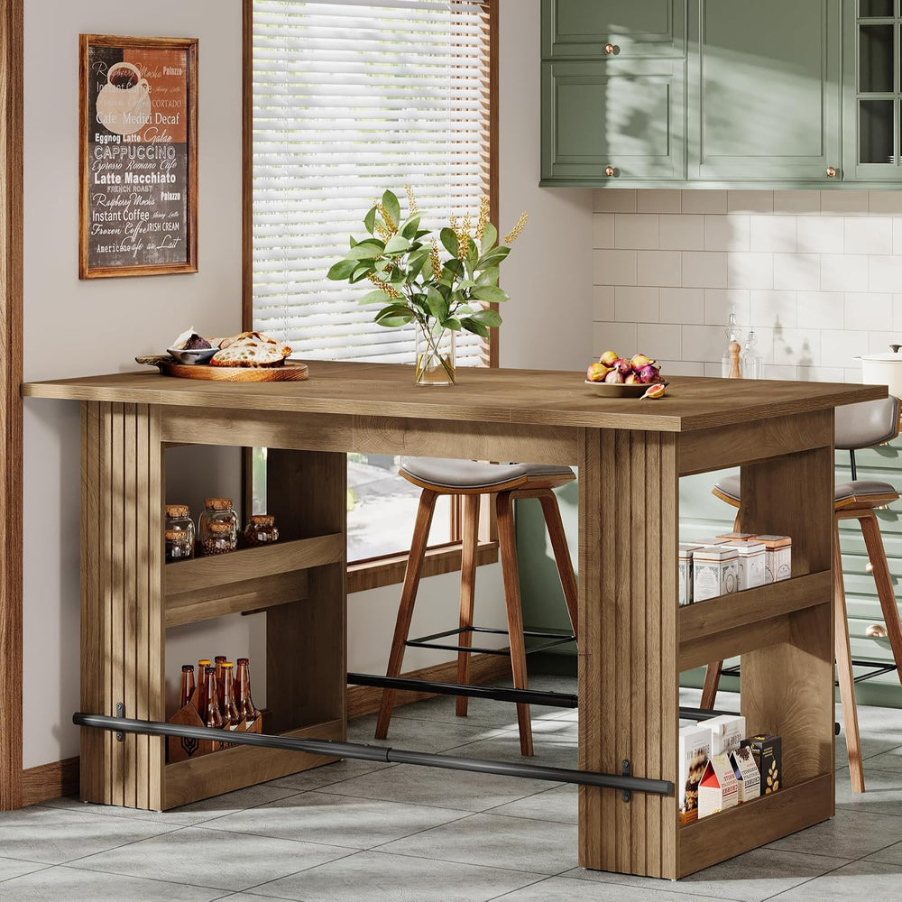 Tribesigns 63" Kitchen Island with Storage, Farmhouse Wood Stationary Is...