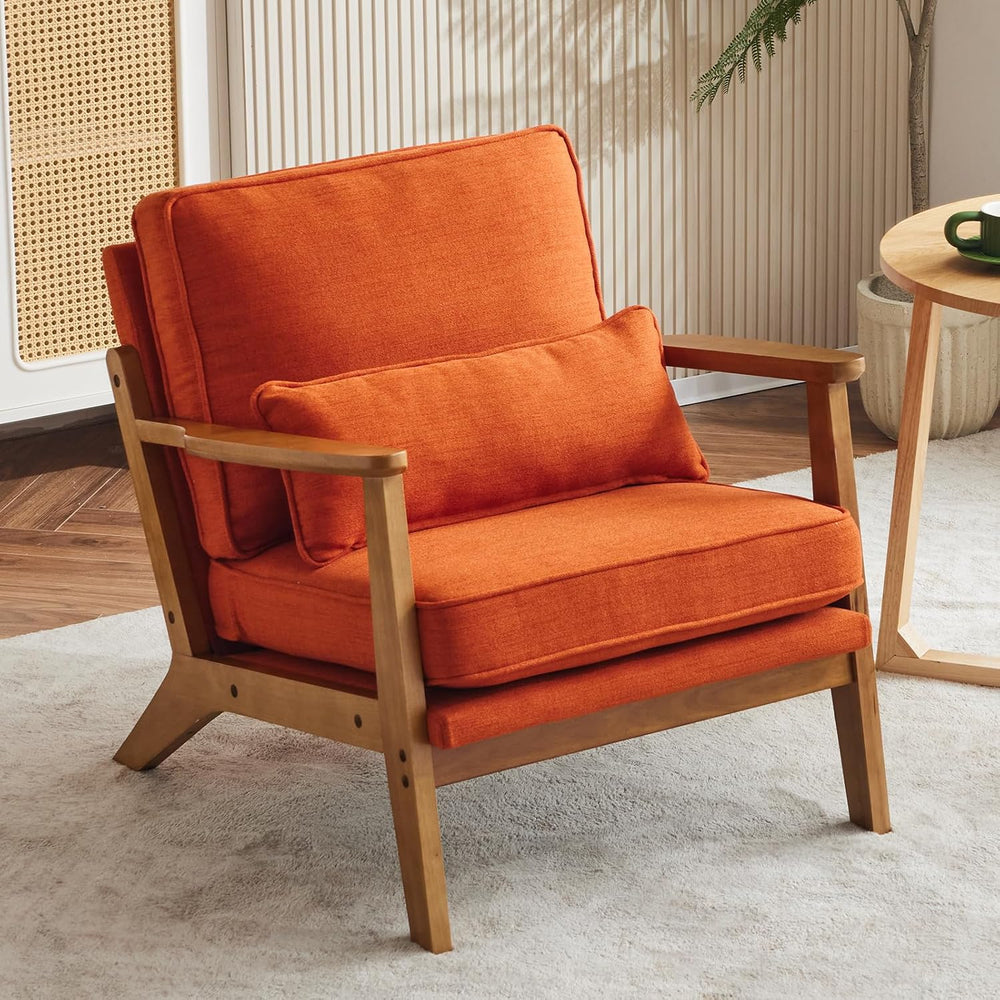 Karl home Mid-Century Lounge Accent Chair, Burnt Orange