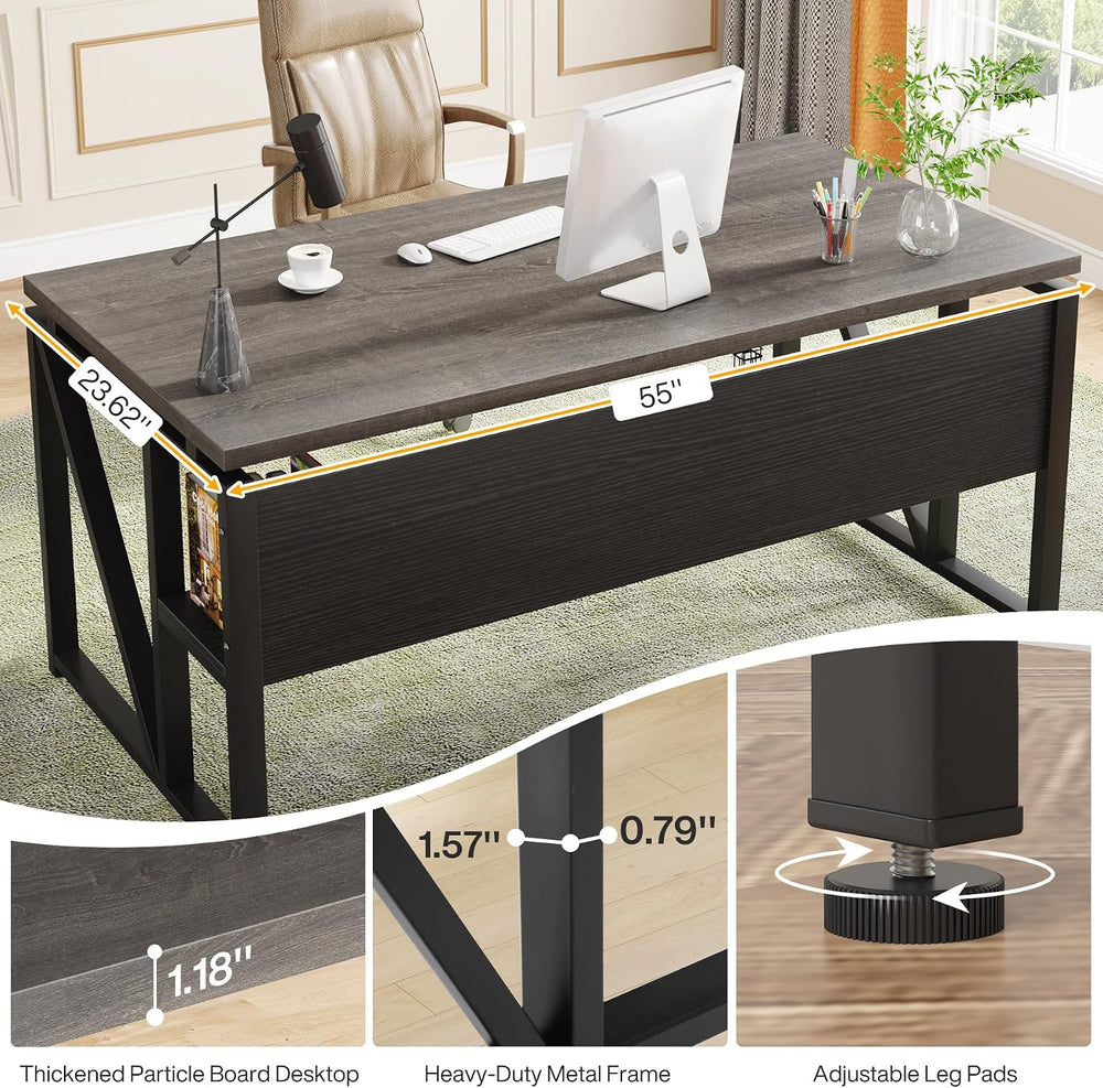 Tribesigns 55 inches Computer Desk with Bottom Storage Shelf Home Office Desk...