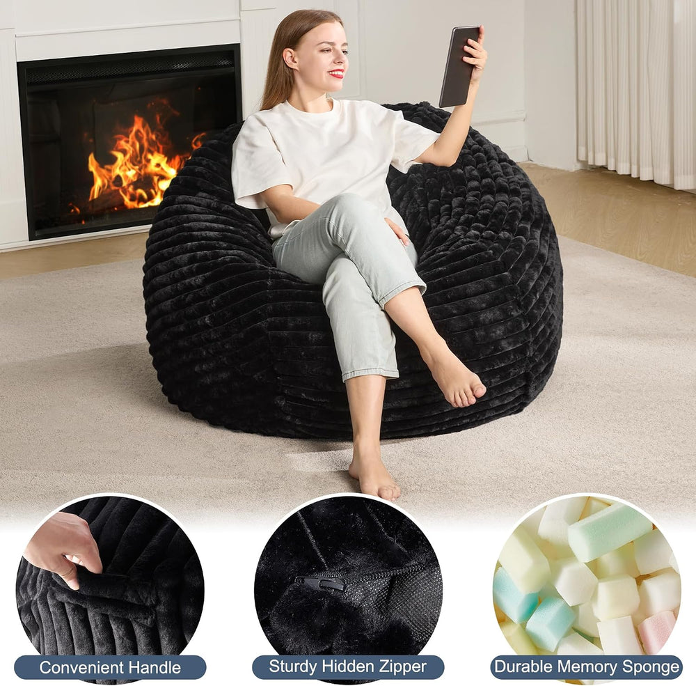 Hobestluk Adult Bean Bag Chair Giant Beanbag with Filling Living Room 3FT | B...