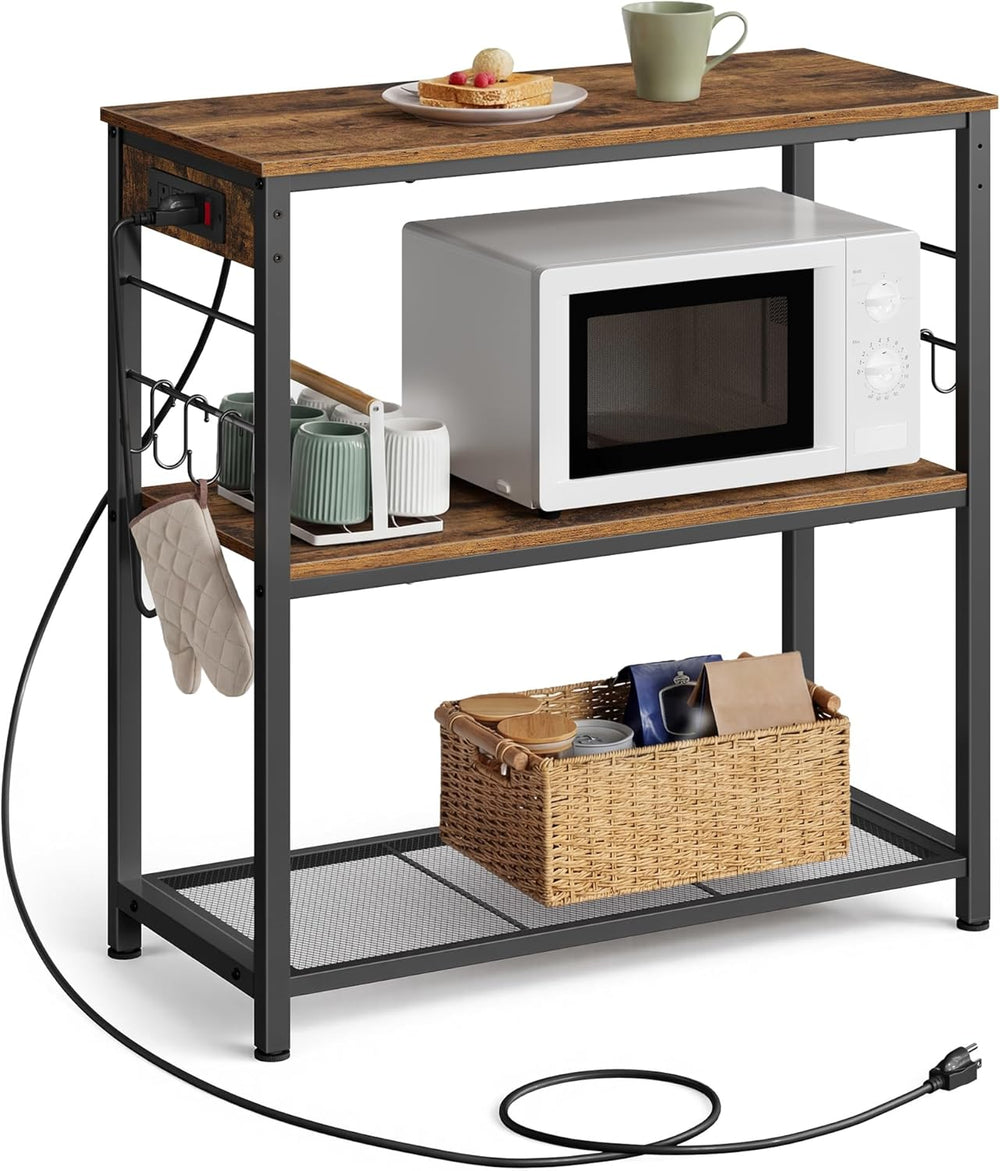 VASAGLE Kitchen Island with Power Strip, Microwave Oven Stand, Kitchen Shelf,...