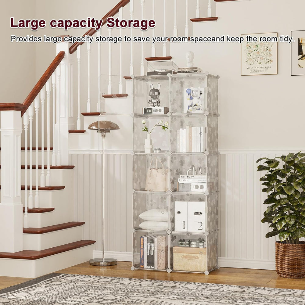 C&AHOME Cube Storage Organizer with Doors, 10-Cube Shelves, DIY Plastic M...