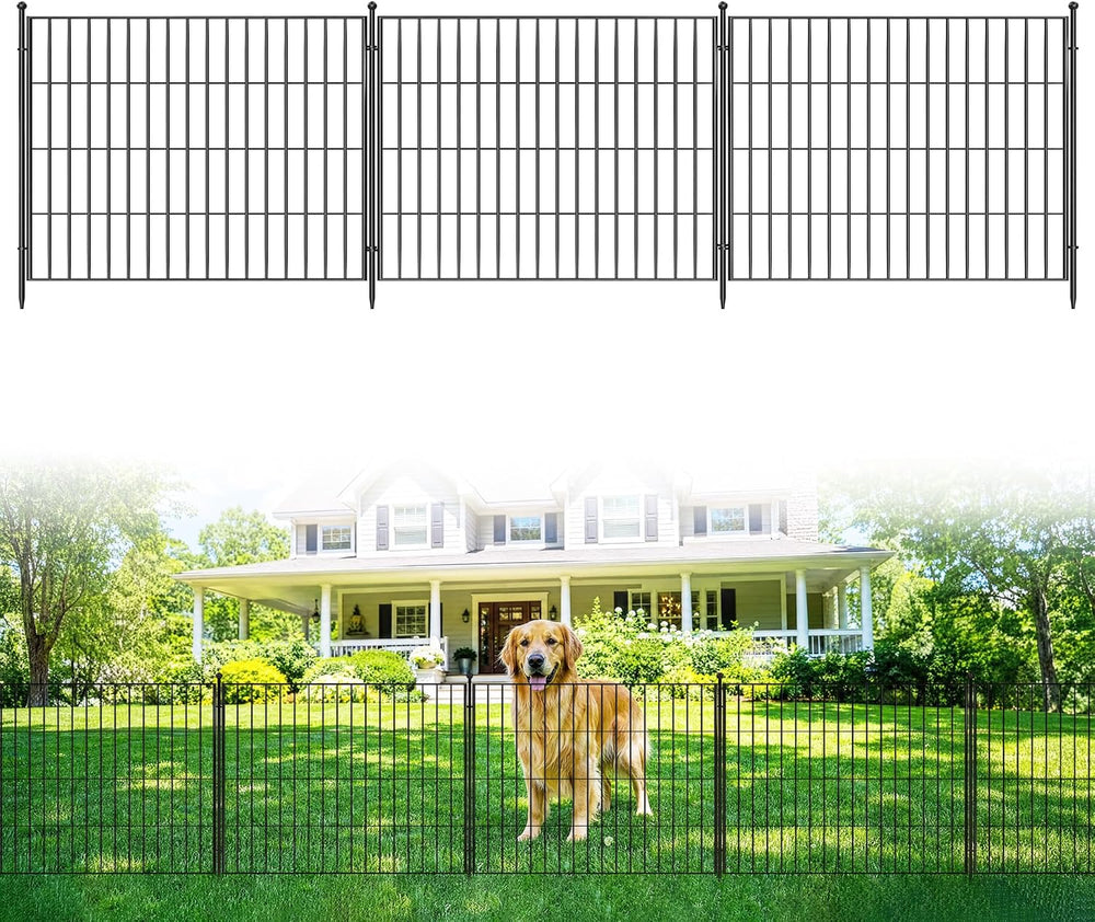 Garden Fence, 24in(H) x 23.6ft(L) 10 Pack Garden Fencing Animal Barrier, Meta...